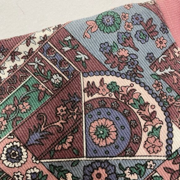 Vintage 90's Pink Patchwork Tapestry Fabric Print Top Sz Medium Made In USA - Picture 7 of 14